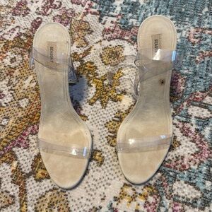 Yeezy Season 7 PVC Clear Strap Lucite Heel Sandals Suede Tan EU 39 US 8.5 9